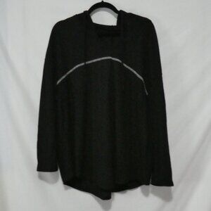 Unbranded | P2P 23 inches measured | Ribbed Black Hooded Pullover | White Stripe